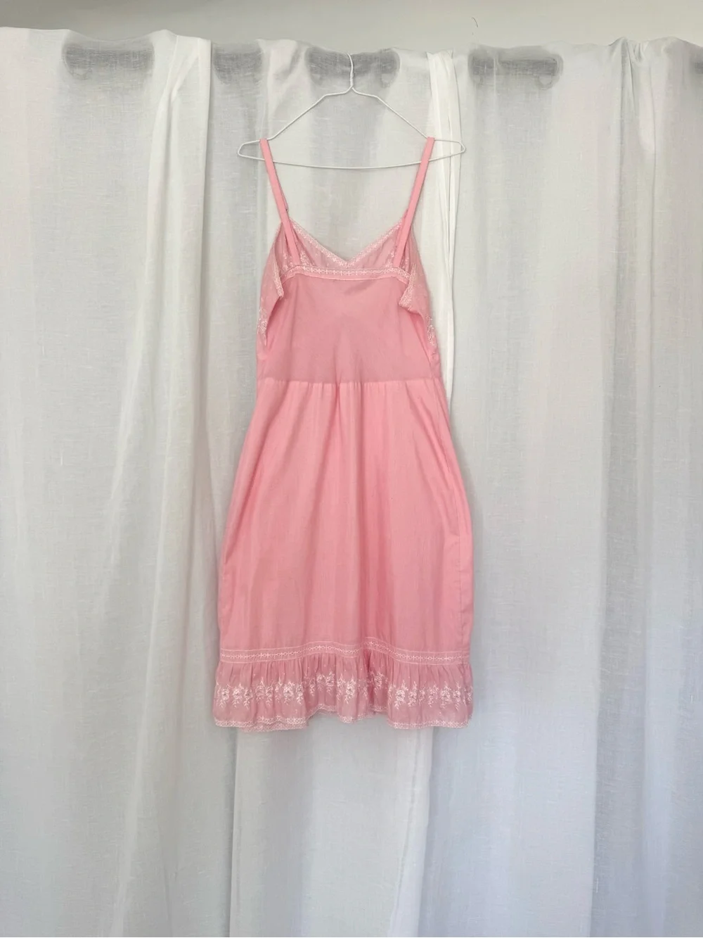 ✧ vintage 60’s cotton Pink Embroidered Slip Dress ✧ - Picture 7 of 7